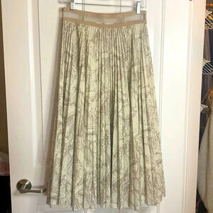 EUC CHRISTIAN DIOR womens pleated mid length skirt in bone and light lavender 8